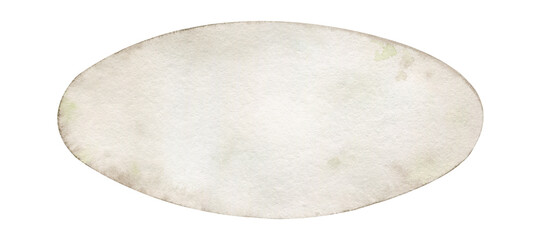 Oval banner for inscriptions, craft paper. Watercolor illustration isolated on white background.