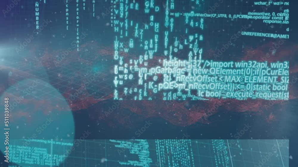 Poster multiple screens with data processing and red digital waves against blue background