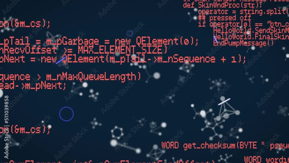Poster abstract blue shapes over data processing and molecular structures floating against blue background