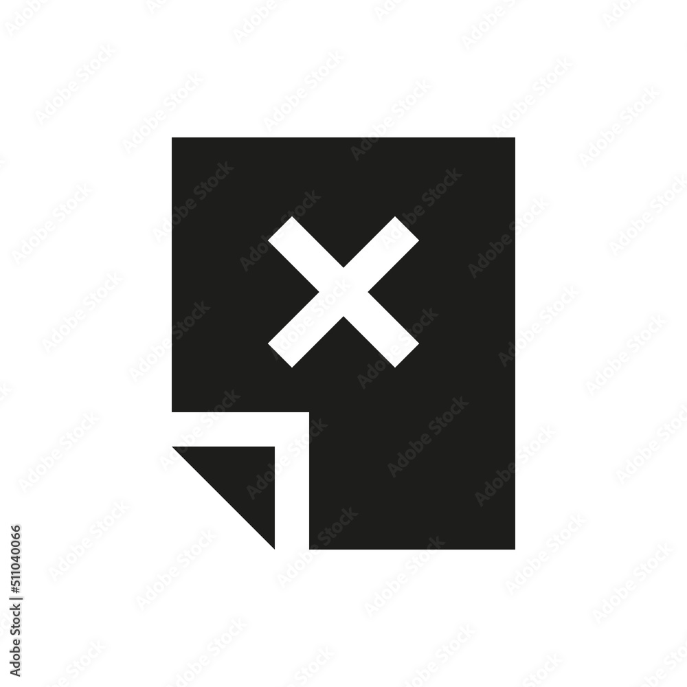 Poster delete document solid icon. wrong page glyph vector symbol.