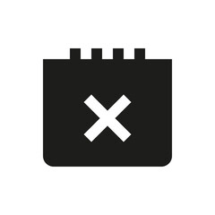 Fototapeta premium Cancel calendar solid icon. Cancel reservation glyph vector symbol.