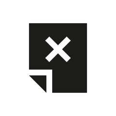Delete document solid icon. Wrong page glyph vector symbol.
