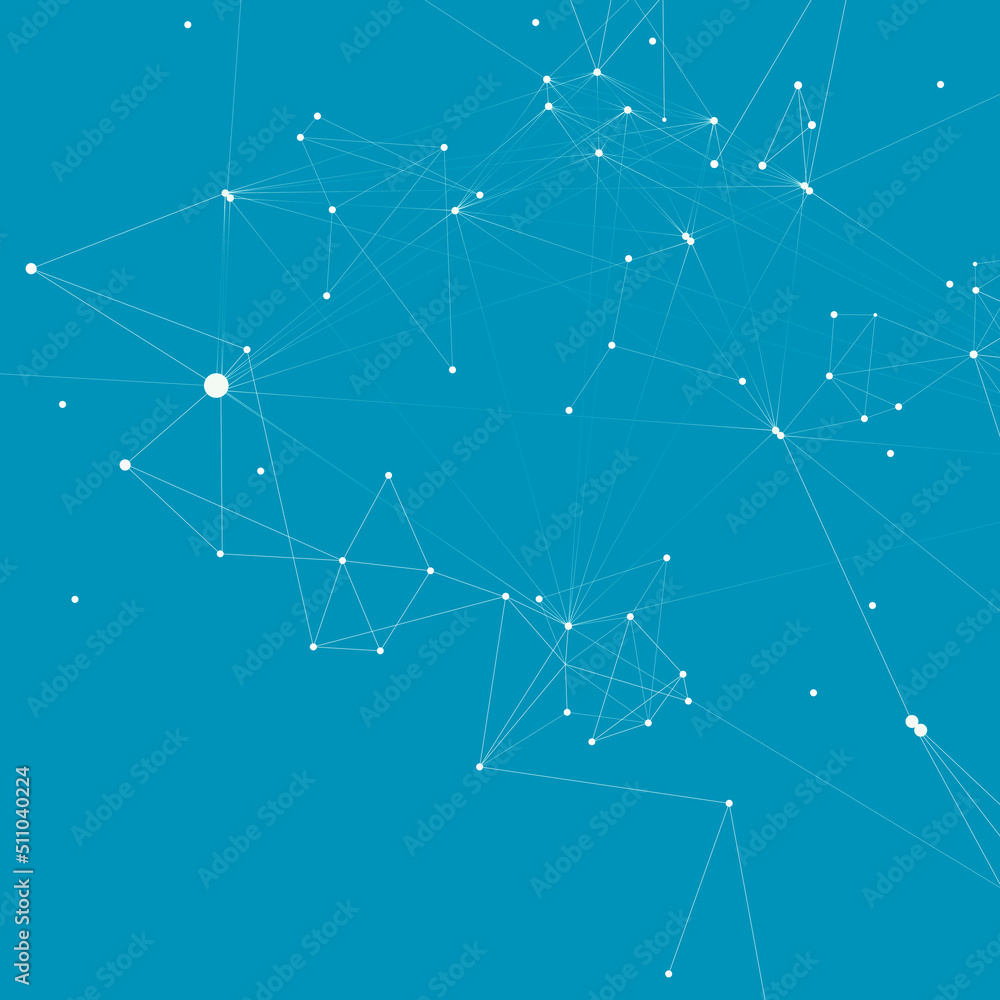 Poster vector abstract molecular structure on blue background. cover template design. vector technology ill