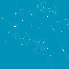 Vector abstract molecular structure on blue background. Cover template design. Vector technology illustration