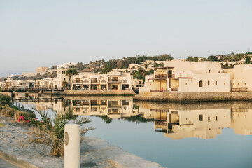 Ras Al Khaimah, UAE - April 2022 - Sea view and private villas at Cove Rotana Resort