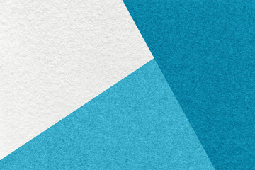 Texture of craft white, blue and turquoise shade color paper background, macro. Vintage cerulean...