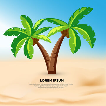 Fresh palm tree design isolated on beach background vector