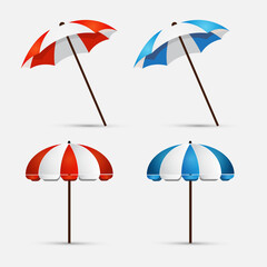 Collection of beach umbrella cartoon design icon vector.