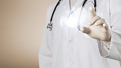 A doctor holding virtual Intestine in hand. Healthcare hospital service concept