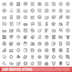 Fototapeta na wymiar 100 device icons set. Outline illustration of 100 device icons vector set isolated on white background