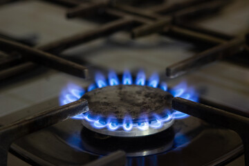 Burning gas burner. Gas in the house. Utilities