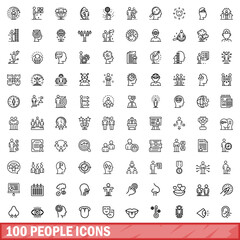 100 people icons set. Outline illustration of 100 people icons vector set isolated on white background