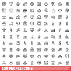 Fototapeta na wymiar 100 people icons set. Outline illustration of 100 people icons vector set isolated on white background