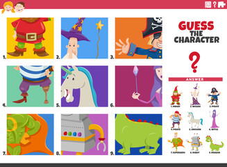 Fototapeta premium guess cartoon fantasy characters educational game