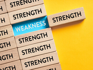 Strengths and weaknesses analysis in business marketing concept. To reveal weaknesses in SWOT...