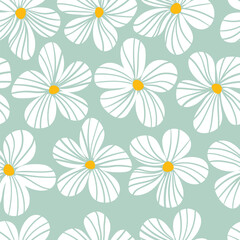 Materiał do szycia Simple floral background. Minimalist botanical seamless pattern. Stylized nature shapes. Scandinavian design. Fashion vector print with cartoon flowers
