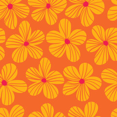 Simple floral background. Minimalist botanical seamless pattern. Stylized nature shapes. Scandinavian design. Fashion vector print with cartoon flowers