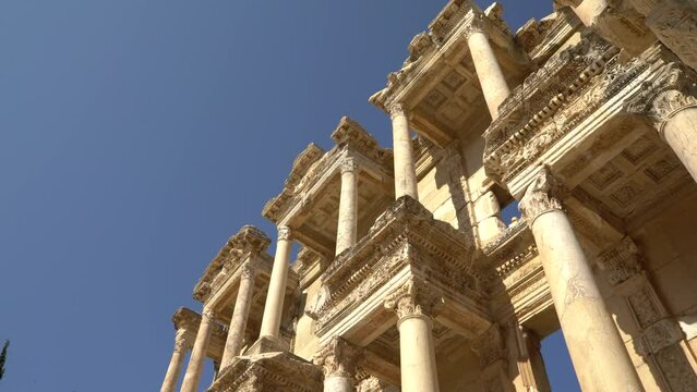 Remains of a library in the ancient city of Ephesus. The library, which was built during the Ionian period, one of the first civilizations, has two floors. 