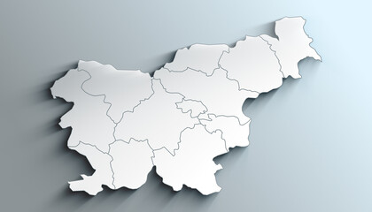 Fototapeta na wymiar Modern White Map of Slovenia with Statistical regions With Shadow