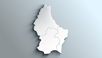 Obraz premium Modern White Map of Luxembourg with Districts With Shadow