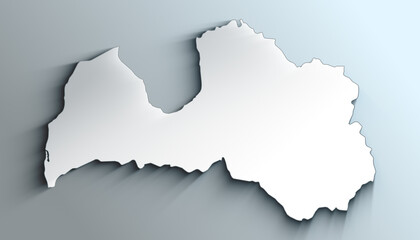 Modern White Map of Latvia With Shadow