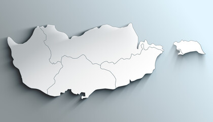 Modern White Map of Cyprus with Districts With Shadow