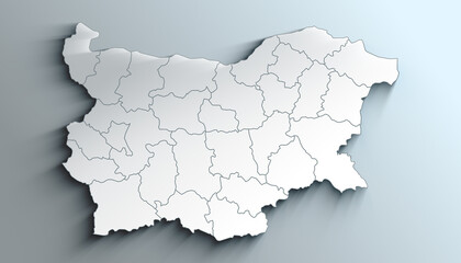Modern White Map of Bulgaria with Provinces With Shadow