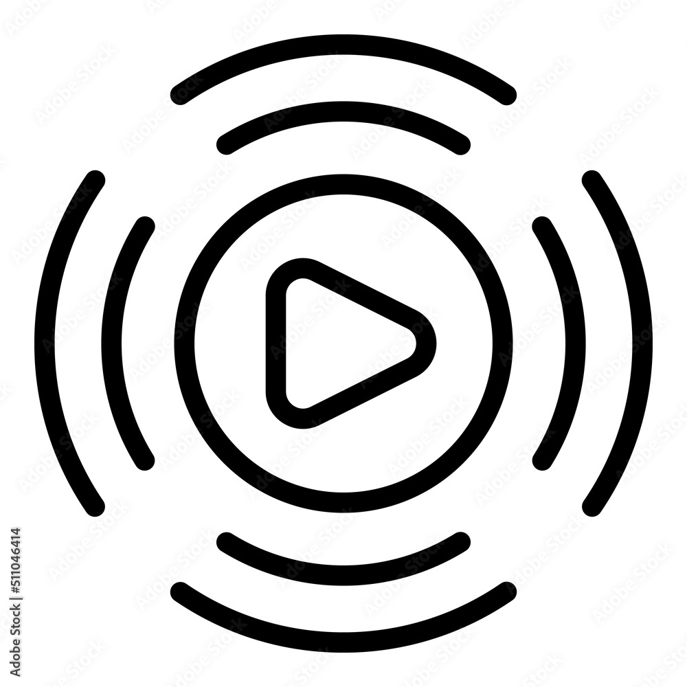 Poster video player monetize icon outline vector. data blog. database app