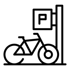Fototapeta Rack station bike icon outline vector. Park city. Transport traffic obraz