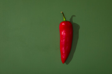 Sweet red pepper on the green background.