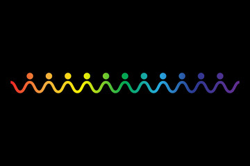 Inclusion and diversity infographic LGBTQ+ vector set, people vector logo for website, banner gay pride month 2021 concept, colorful rainbow line art vector isolated on black background