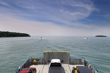 Fototapeta premium riding a ferrboat on Lake Erie