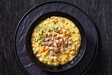 Finnish split pea soup Hernekeitto with pork meat