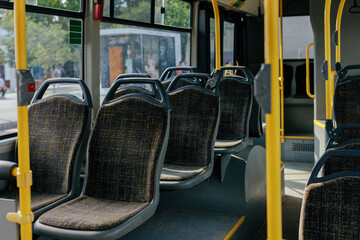 Close-up of empty bus interior