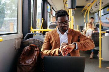 Businessman late for work