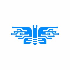 Obraz premium butterfly tech logo icon vector