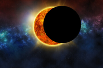 Total solar eclipse. Natural phenomenon.