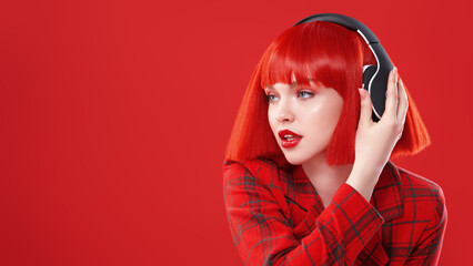 trendy girl in headphones