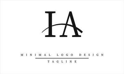 IA or AI Minimalist Logo Design Vector Art Illustration