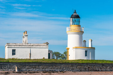 Fototapeta na wymiar Chanonry Lighthouse on the Black Isle, Chanonry Point, East Coast of Scotland, UK