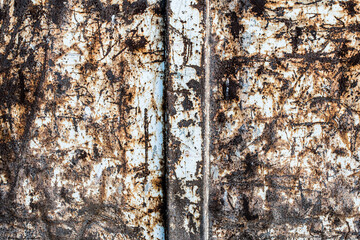 Rusted metal background. Steel textured metal sheet with heavy rust. Background banner. Top view....