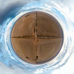 Drone footage over dry paddocks near Berriwillock, Victoria, Australia, May 2021.
