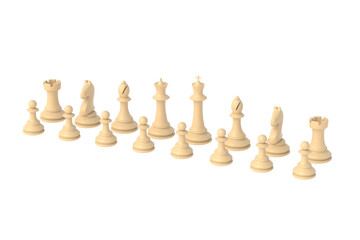 Set of chess figures isolated on white background. 3d render