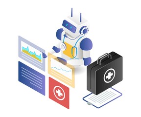 The robot analyzes the patient's health with the application