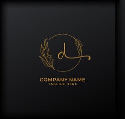 D Letter Logo. Gold Letter Design Vector with Golden Luxury Colors