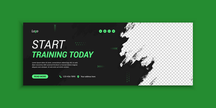 Fitness gym web banner and social media post template