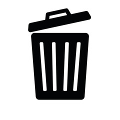 Black Trash Icon Logo Clipart Vector Isolated in White Background Image