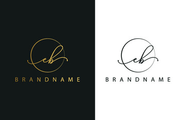 E B EB hand drawn logo of initial signature, fashion, jewelry, photography, boutique, script, wedding, floral and botanical creative vector logo template for any company or business.