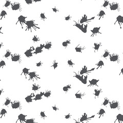 Hand painted grey splash stains seamless pattern. 