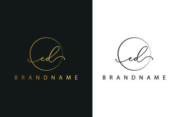 E D ED hand drawn logo of initial signature, fashion, jewelry, photography, boutique, script, wedding, floral and botanical creative vector logo template for any company or business.